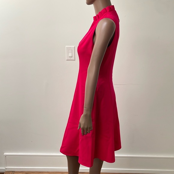 Black Halo Antoinette Fit & Flare Dress Snap Dragon Pink V Neck A-Line 8 - Picture 10 of 16